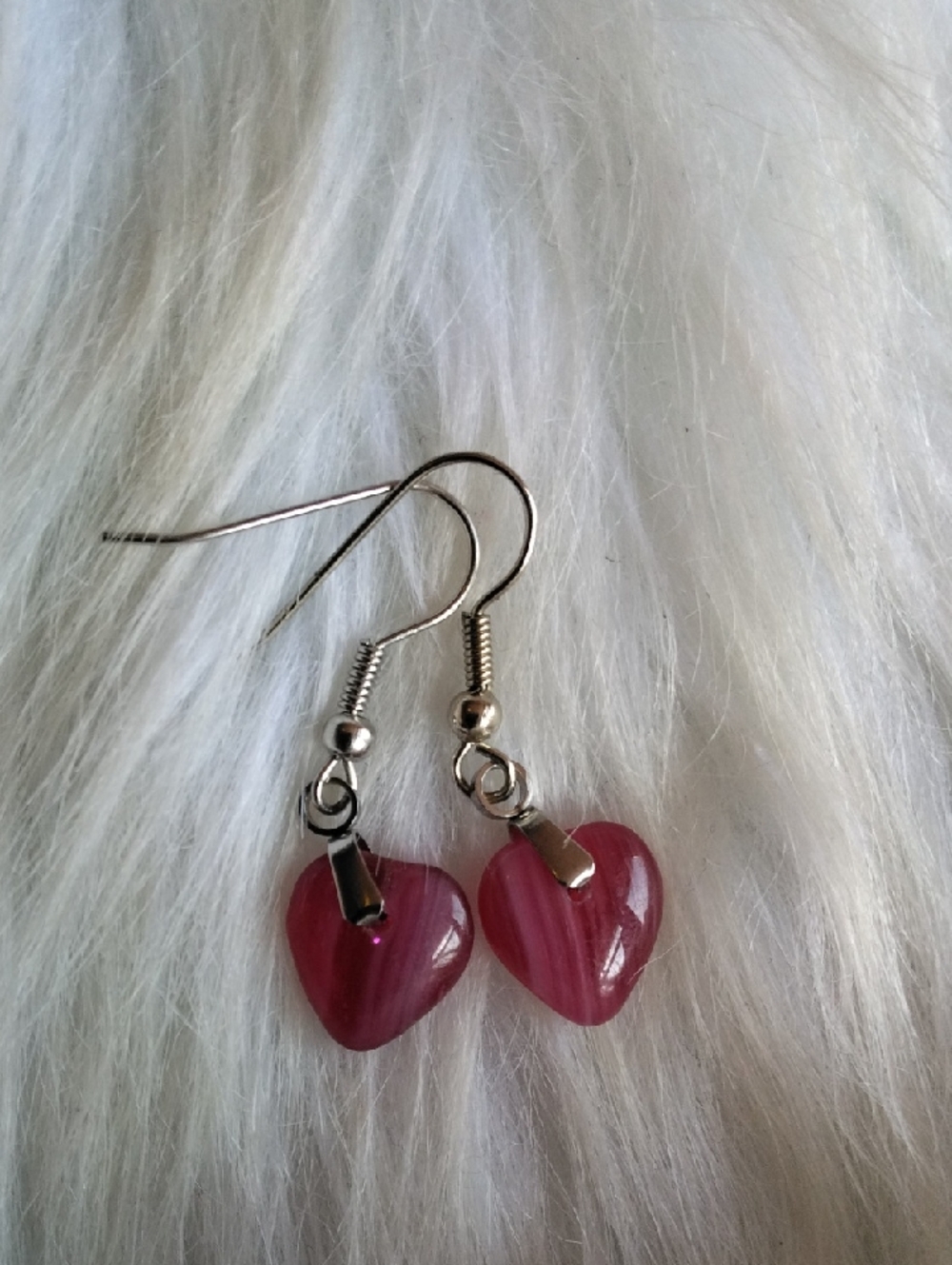 Dainty Glass Pink Heart Dangle Earrings - Women Jewelry